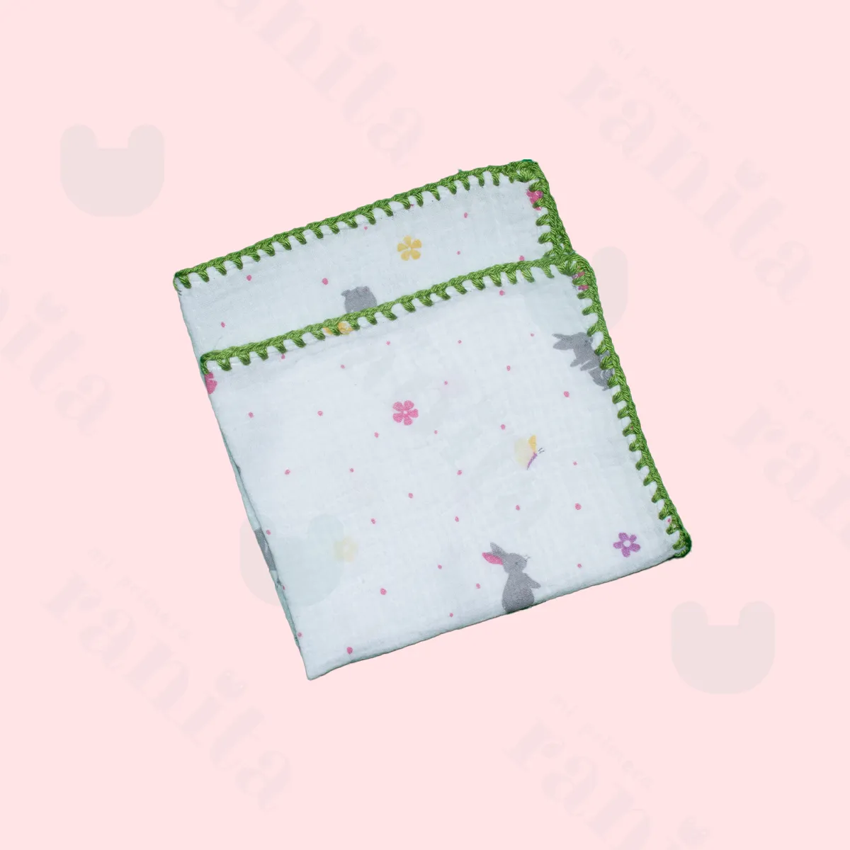 Green Embroidered Muslin Cloth