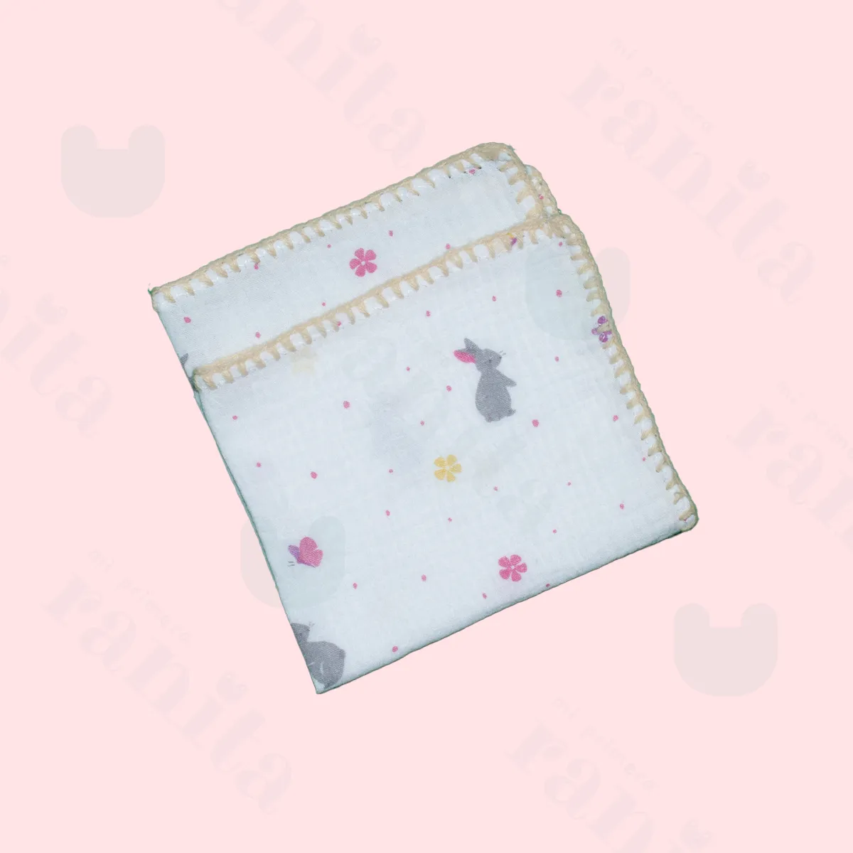 Beige Embroidered Muslin Cloth