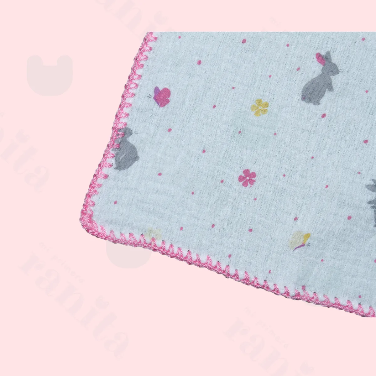 Pink Embroidered Muslin Cloth