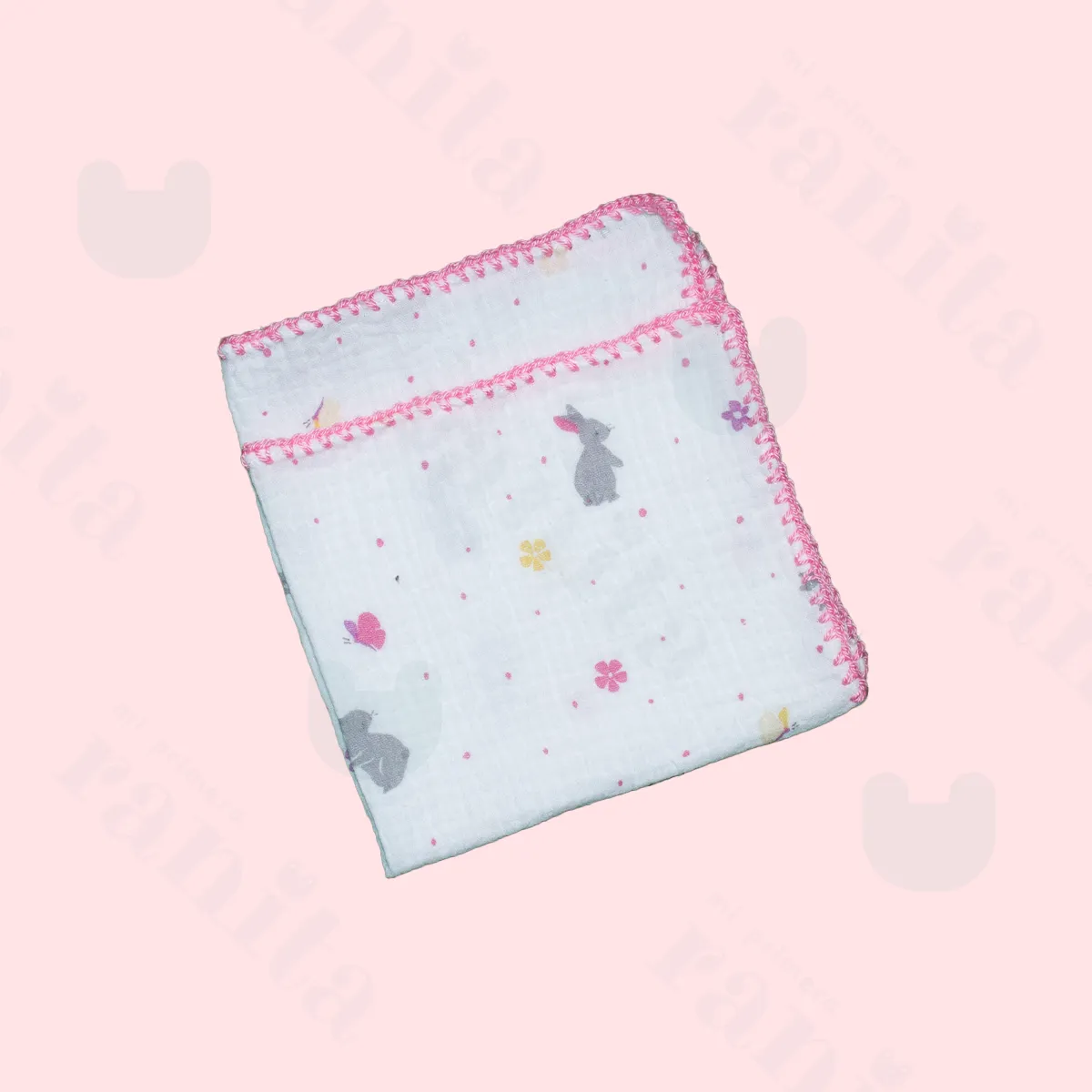 Pink Embroidered Muslin Cloth