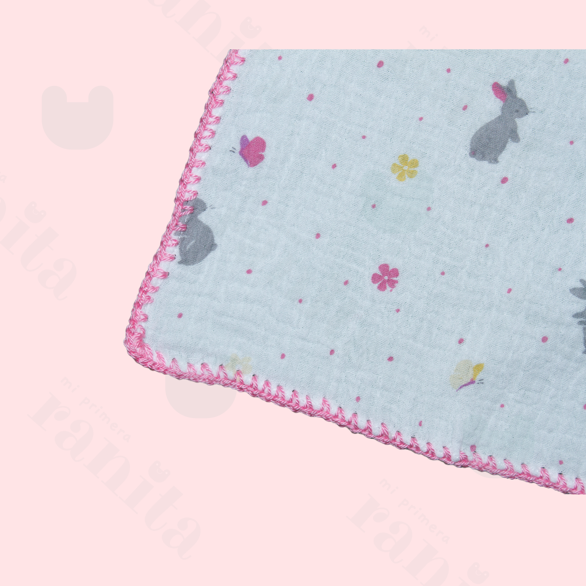 Muselina con Bordado Rosa